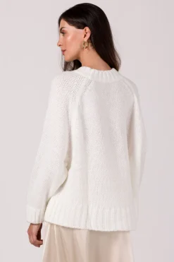 Sweter z nietoperzowymi rękawami - biały