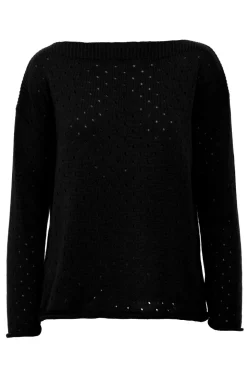 Sweter z oczkami - czarny