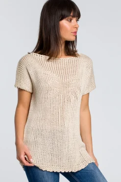 Sweter z palmą - beżowy