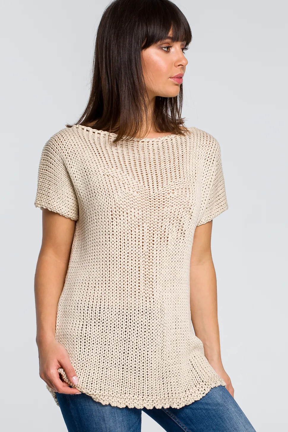 Sweter z palmą - beżowy