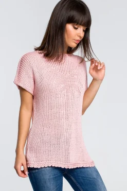 Sweter z palmą - różowy