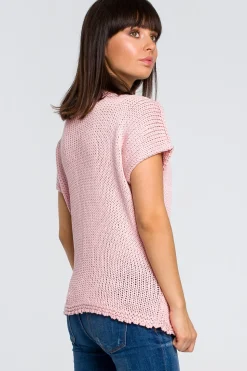 Sweter z palmą - różowy