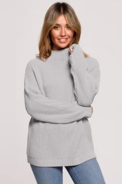 Sweter z półgolfem - szary