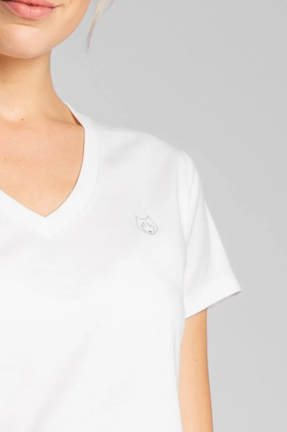 T-shirt do spania z dekoltem w serek - ecru