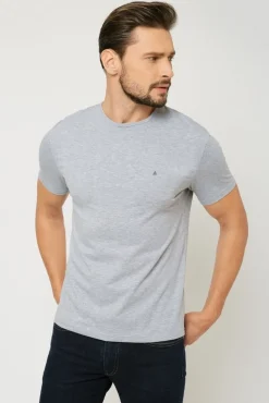T-shirt męski pod marynarkę - szary
