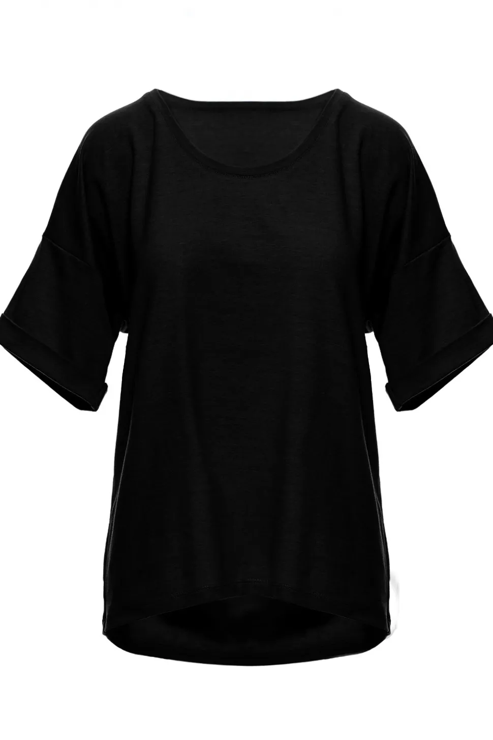 T-shirt oversize z okrągłym dekoltem - czarny