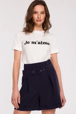 T-shirt z nadrukiem - ecru