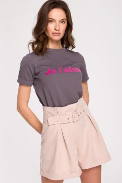 T-shirt z nadrukiem - stalowy