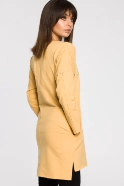 Tunika oversize z przeszyciami - żółta