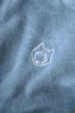 Welurowa bluza z raglanowymi rękawami - niebieska