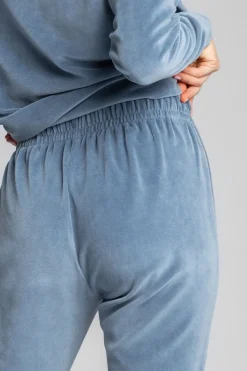 Welurowe spodnie typu joggers - niebieskie