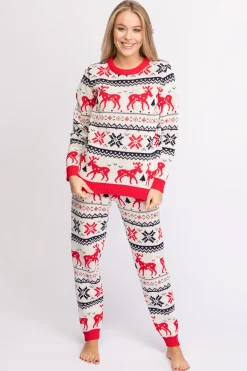 Świąteczny sweter w renifery - biały