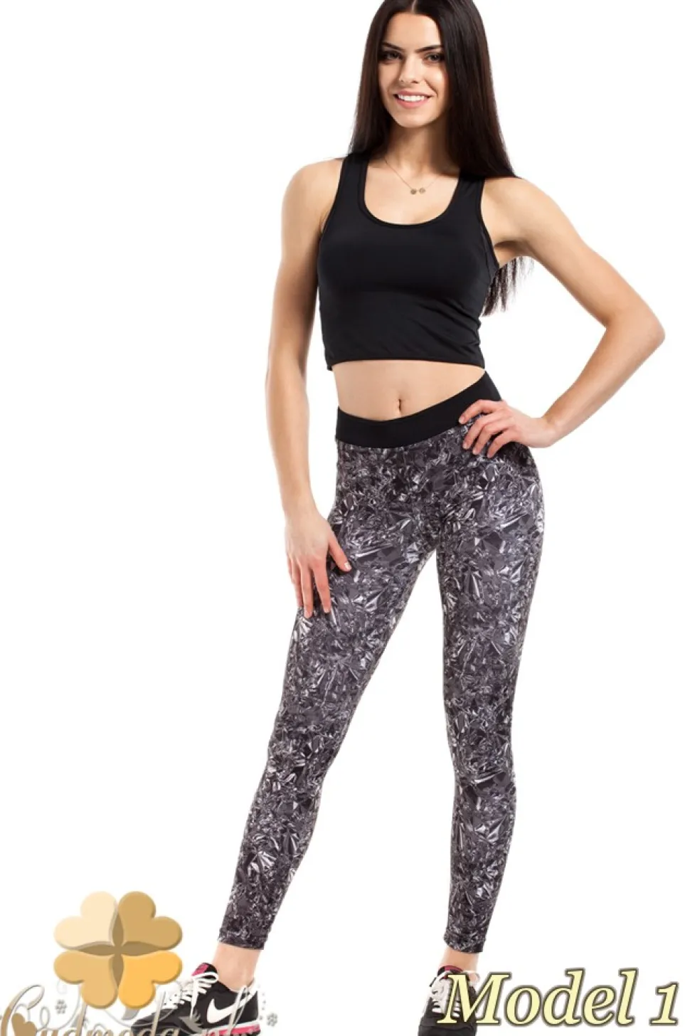 Wyszczuplające legginsy sportowe we wzory - model 1