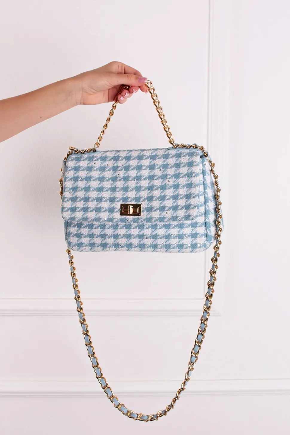 Wzorzysta torebka crossbody Lucy - niebieski